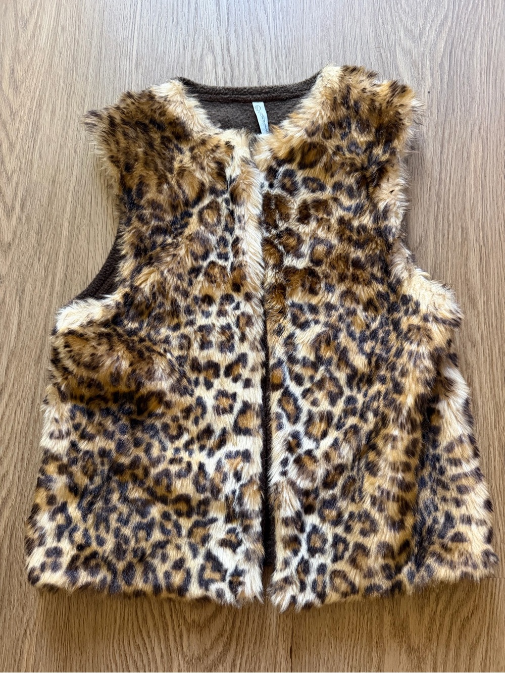 Danny & Nicole Leopard Print Faux Fur Vest - Brown/Black